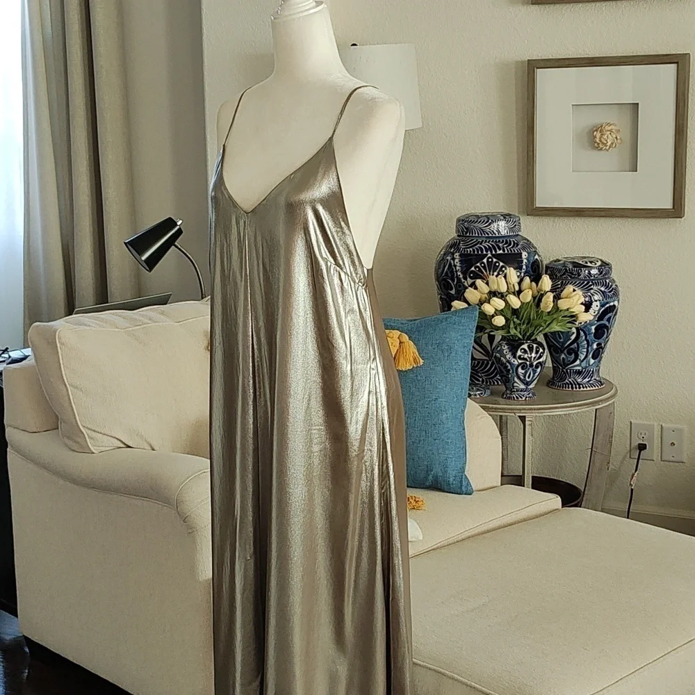 New Mango Metallic Party Dress Size XS - Picture 4 of 12